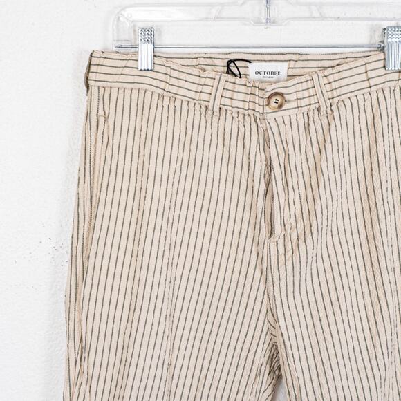 OCTOBRE Editions Seersucker Shane Trouser Pant beige stripe sz XL - Picture 11 of 12